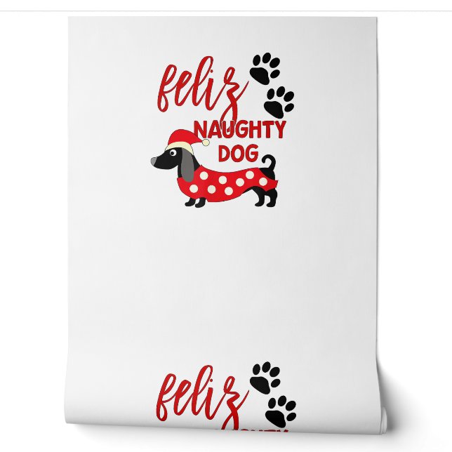 Papier Peint Chemise de Noël Dachshund _ Funny Feliz Naughty Do (Déroulement)