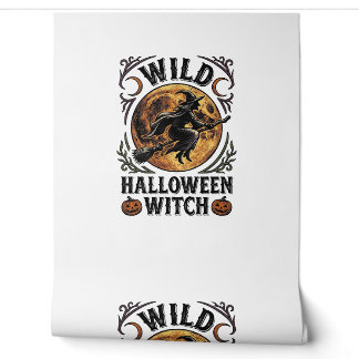 Papier Peint Chemise de sorcière Halloween Balai vintage graphi