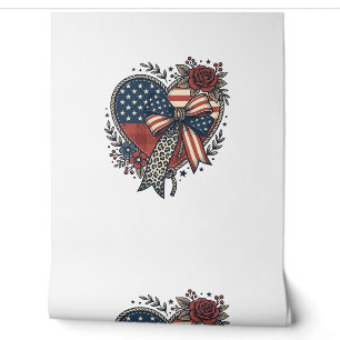 Papier Peint Chemise Fleurie à Nœud Papillon Cœur Patriotique V