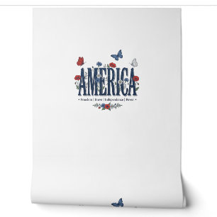 Papier Peint Chemise patriotique papillon floral Vintage Americ