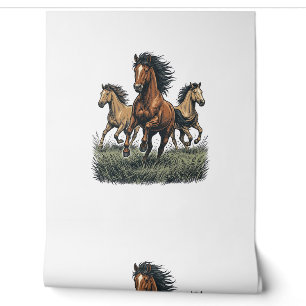 Papier Peint Chemise vectorielle occidentale de chevaux sauvage