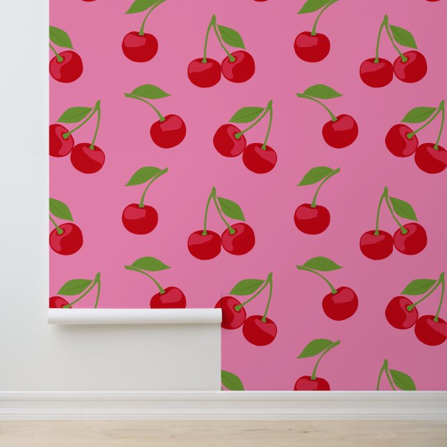 Papier Peint Cherry Aesthétique Cute Cherries Motif (Application)