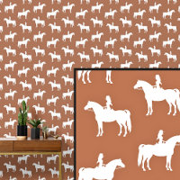 Cheval blanc et cavalier Brown
