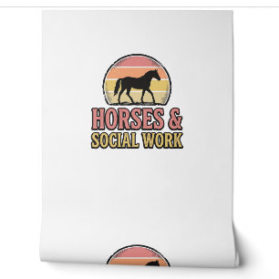 Papier Peint Cheval & Travail Social Retro Soleil Couchant Conc