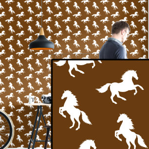Papier Peint Chevaux blancs en Brown