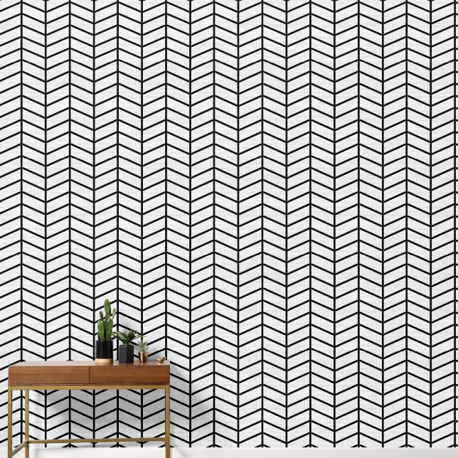 Papier Peint Chevron blanc blanc tendance moderne (Couloir)