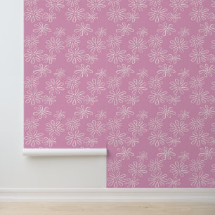 Papier Peint Chic Blush sur Doodle Fleur Rose