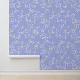 Papier Peint Chic Blush sur Periwinkle Blue Flower Doodle