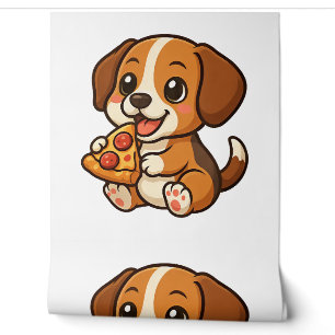Papier Peint Chien beagle mignon pizza amateurs de pizza dessin