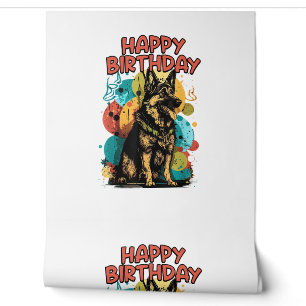 Papier Peint Chien berger allemand joyeux fête d'anniversaire S