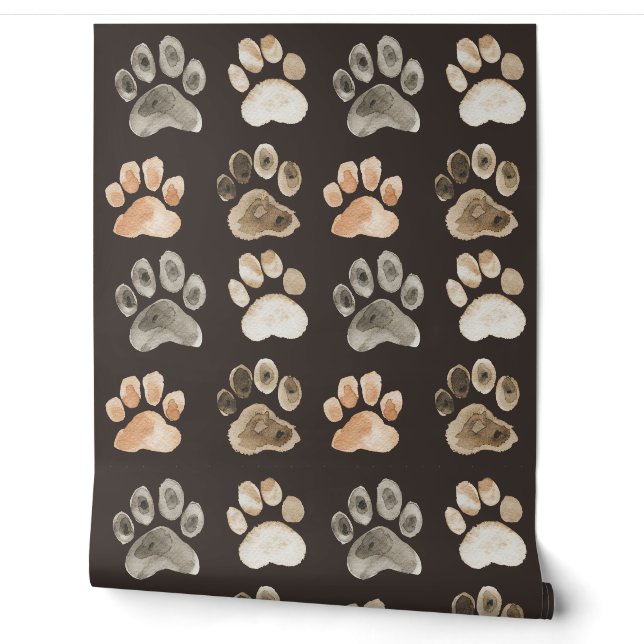 Papier Peint Chien Empreinte de patte Brown et Garçons gris (Déroulement)