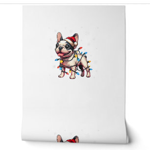 Papier Peint Chiens de Noël Français Drôle Lumières de chapeau 