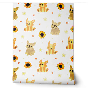 Papier Peint Chiens et tournesols