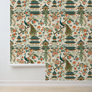 Papier Peint Chinois Floral Peacoock Élégant