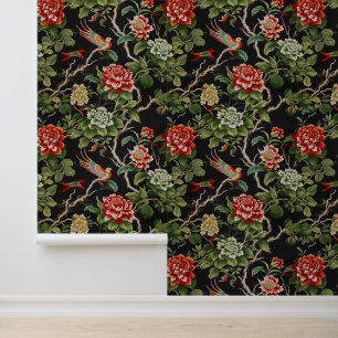 Papier Peint chinoiserie rouge vintage