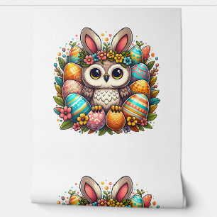 Papier Peint Chouette de Pâques aux oreilles de lapin