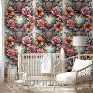 Papier Peint Chouette enchantée et harmonie florale