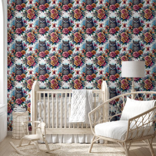 Papier Peint Chouette éthérée et rayonnement floral