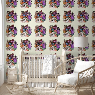 Papier Peint Chouettes colorées amusantes