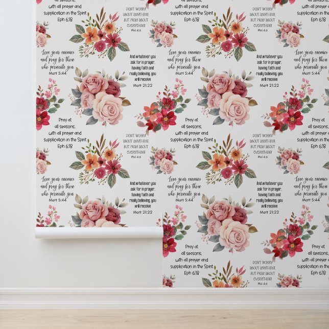 Papier Peint Christian PRAYER Floral (Application)