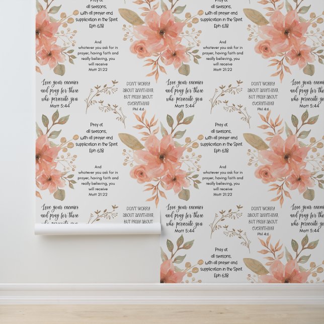 Papier Peint Christian PRAYER Peach Floral (Application)