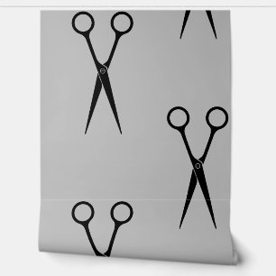 Papier Peint Ciseaux gris et blanc Motif de la liste de cheveux