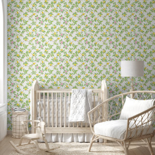 Papier Peint Citrons de fleurs roses Motif