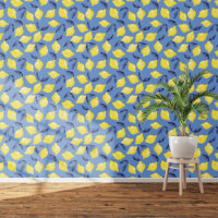 Citrus Citron Méditerranée Aquarelle jaune bleu