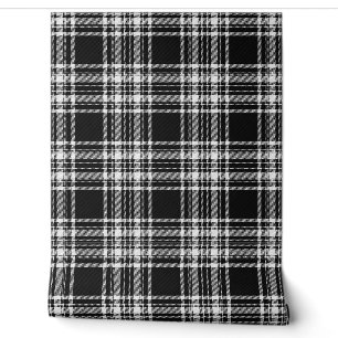 Papier Peint Clan écossais tartan noir et blanc Stewart