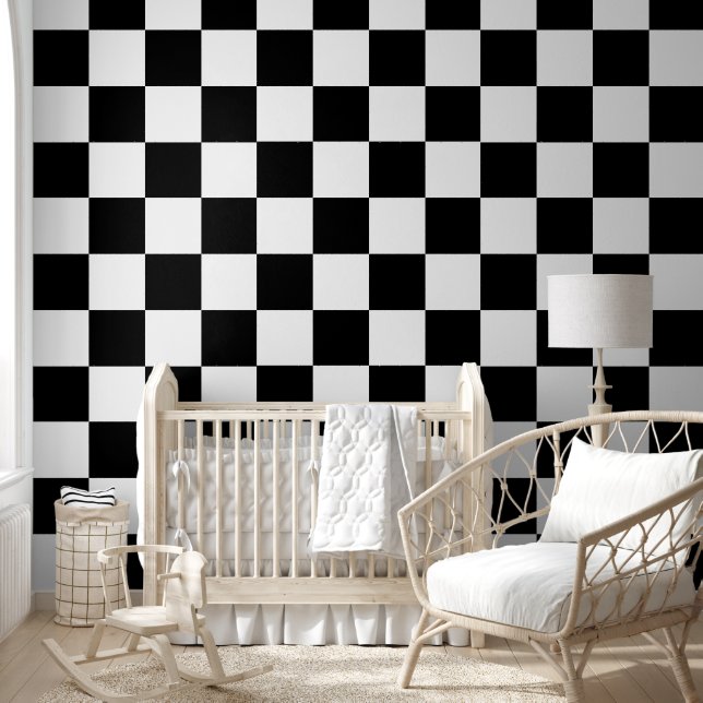 Papier Peint [Classic Checkerboard] Carré noir et blanc 6 pouce (Enfants)