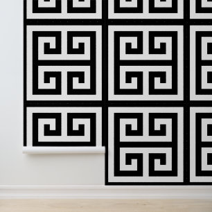 Papier Peint Clé grecque énorme noir et blanc