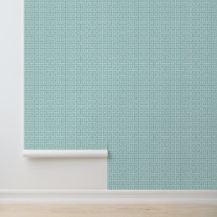 Papier Peint Clé grecque turquoise