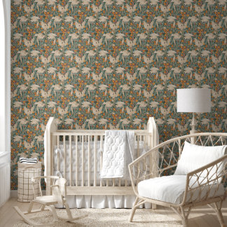 Papier Peint Cockatoo and Pomegranate in duck egg blue 