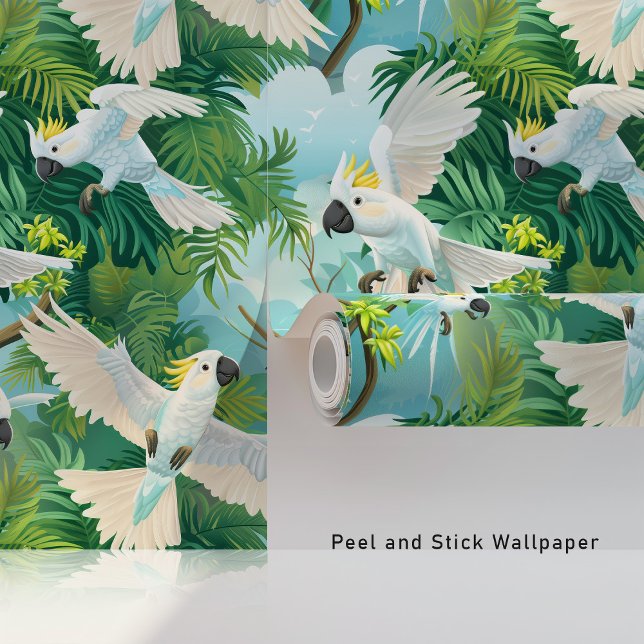 Papier Peint Cockatoos tropicaux au paradis (Créateur téléchargé)