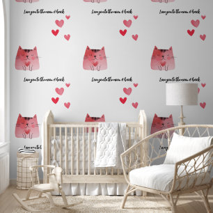 Papier Peint Coeurs & Chats Vous Aimez Sur La Lune