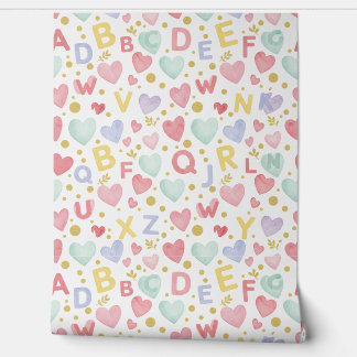 Papier Peint Cœurs d'alphabet et pastels