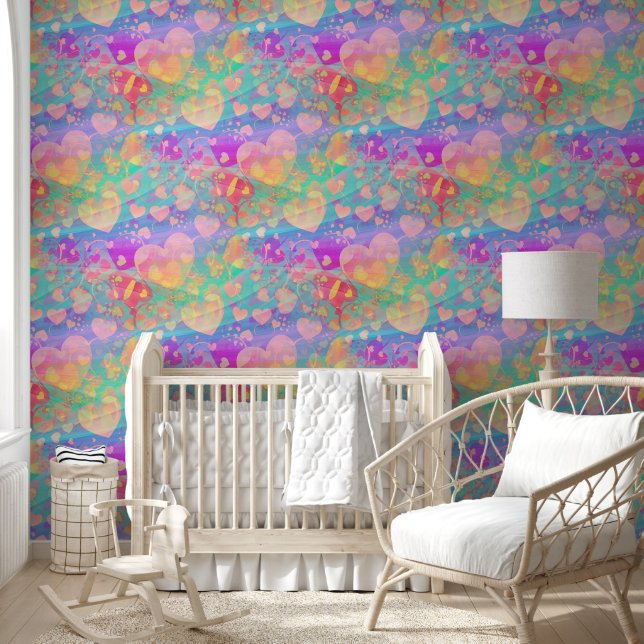 Papier Peint Coeurs d'amour - Motif sans coutures 1 (Enfants)