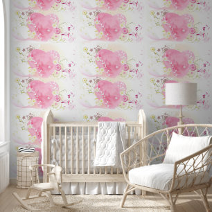Papier Peint Coeurs enmêlés - rose