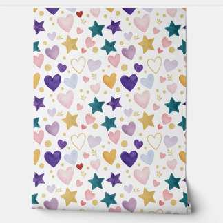 Papier Peint Cœurs et Étoiles Célestes
