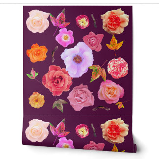 Papier Peint Collage de feuilles florales botaniques contempora