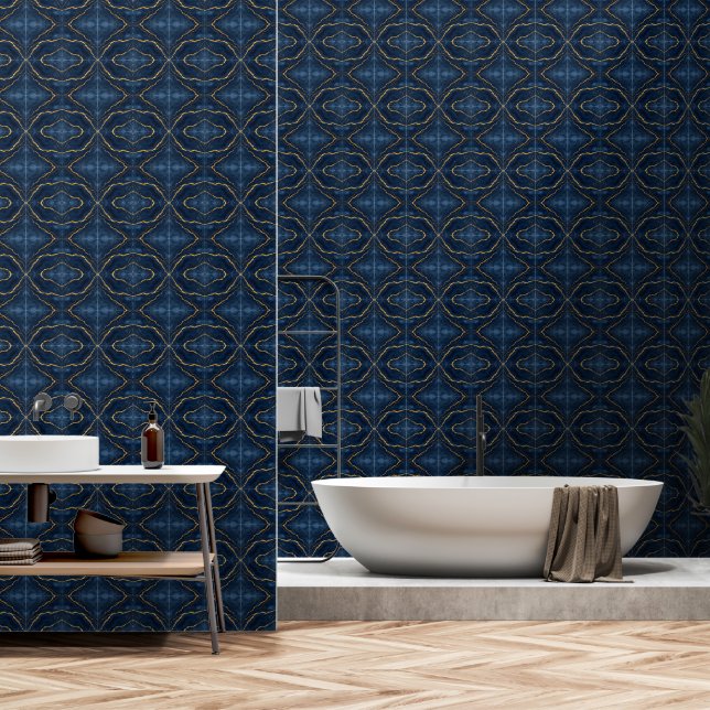 Papier Peint Collection de marbre bleu bleu marine (Salle de bain)