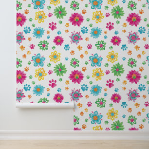 Papier Peint Coloré à Motif de Patte de Chat et de