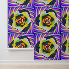 Papier Peint Conception d'art mandala floral coloré quantique