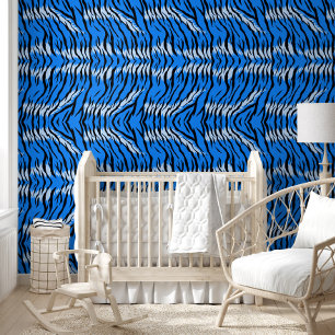 Papier Peint Conception de motif de peau d'animal Tigre Bleu