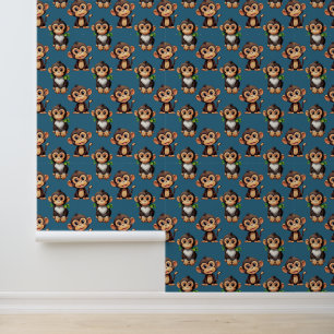 Papier Peint Conception de motif singe bleu