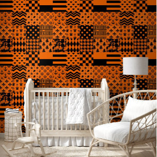 Papier Peint Conception de Patchwork Motif mixte orange noir