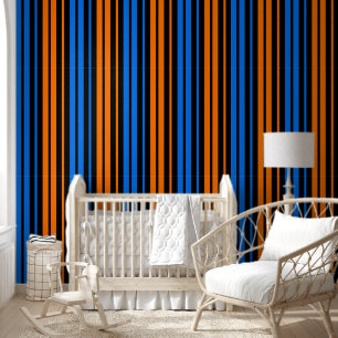 Papier Peint Conception de rayures verticales bleu orange bleu