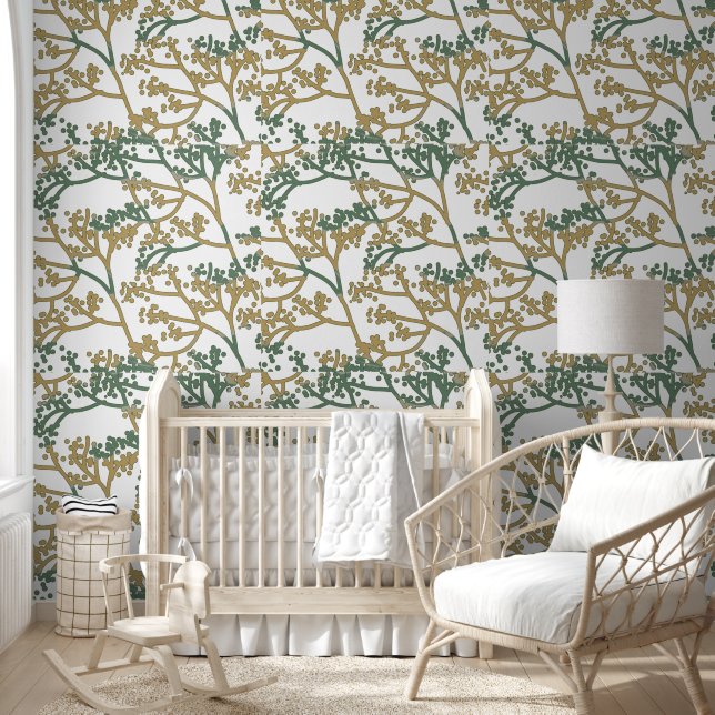 Papier Peint Conception de tonalité d'olive de feuillage neutre (Enfants)