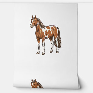 Papier Peint Conception de vecteur de cheval Pinto gravé antiqu