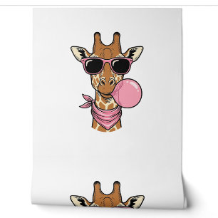 Papier Peint Conception de vecteur de chewing-gum girafe gravur